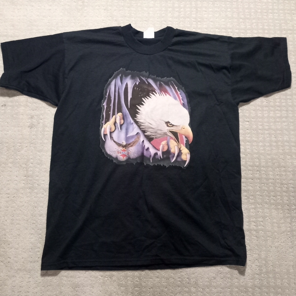 Vintage Fruit Of The Loom Best Rebel Rider Bald Eagle T Shirt Mens Size XL Black